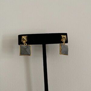 DANGLE EARRINGS Pierecd Gray w/ Gold Hardware